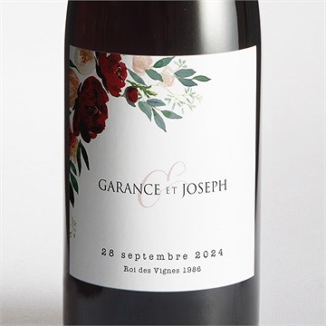 Etiquette de bouteille mariage jolis coquelicots