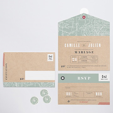 Faire-part mariage voyage voyage - Intérieur et dos du faire-part