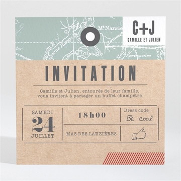 Carton d'invitation mariage voyage voyage