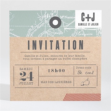 Carton d'invitation mariage voyage voyage