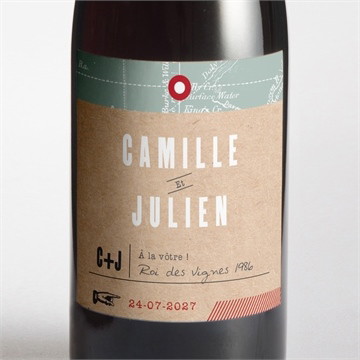 Etiquette de bouteille mariage voyage voyage