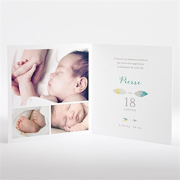 Faire-part naissance mon petit indien - Intérieur du menu
