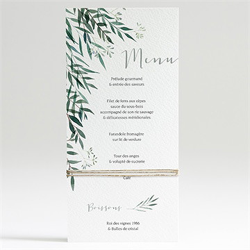 Menu mariage douceur du pinceau - Dos du menu