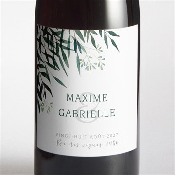 Etiquette de bouteille mariage douceur du pinceau