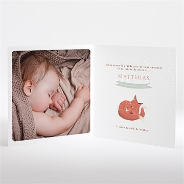 Faire-part naissance mister renard - Intérieur du faire-part