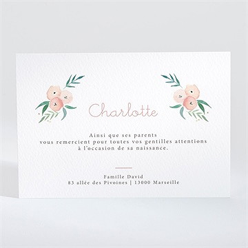 Remerciement naissance la révélation - Dos de la carte