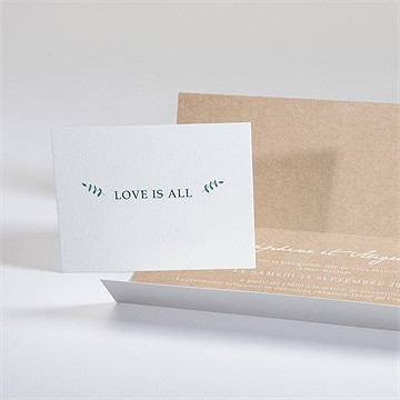 Faire-part mariage kraft naturel - Intérieur du faire-part