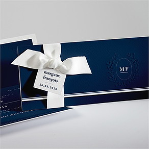 Faire-part mariage bleu romantique