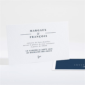 Carton d'invitation mariage bleu romantique