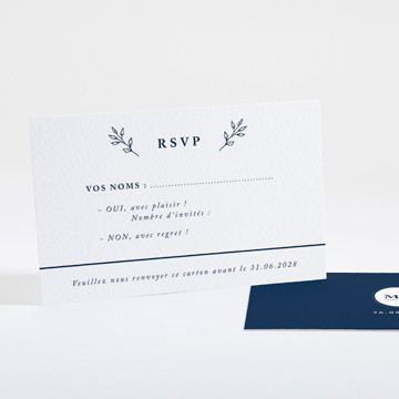 Carton réponse mariage bleu romantique