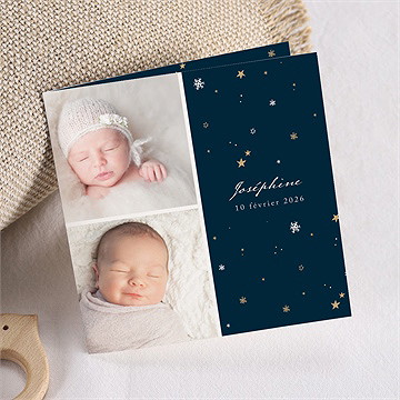 Faire-part naissance neige étoilée