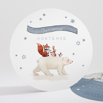 Faire-part naissance ours polaire & co