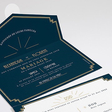 Faire-part mariage art déco - Détail du faire-part