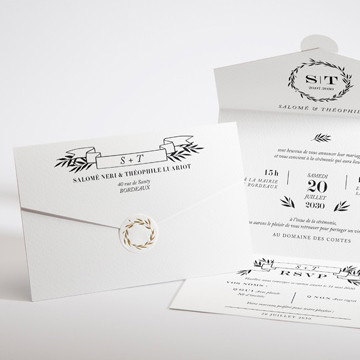 Faire-part mariage gravure secrète dorure