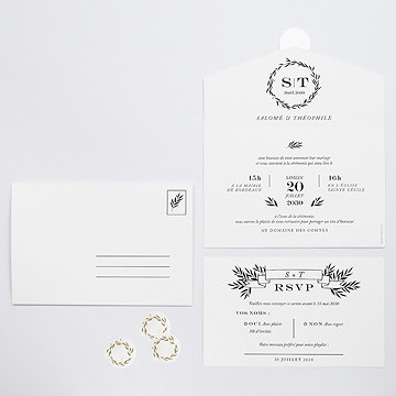 Faire-part mariage gravure secrète - Intérieur et dos du faire-part