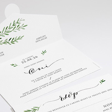 Faire-part mariage branche d'amour - Détail du faire-part