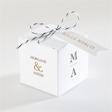 Boîte de dragées mariage lettre moderne