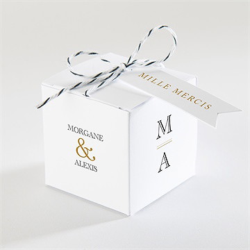 Boîte de dragées mariage lettre moderne