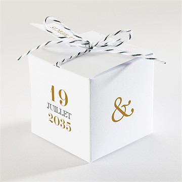 Boîte de dragées mariage lettre moderne - Dos de la boîte