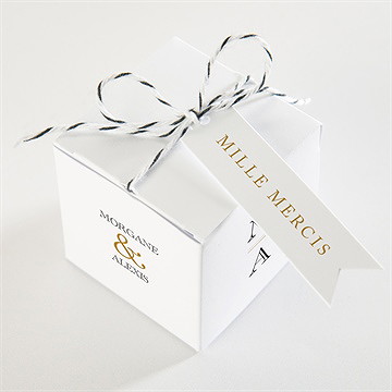 Boîte de dragées mariage lettre moderne - Dessus de la boîte