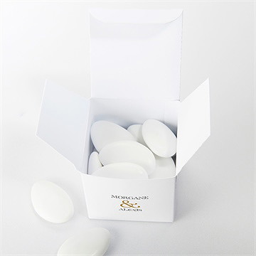 Boîte de dragées mariage lettre moderne - Intérieur de la boîte