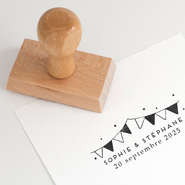 Tampon mariage prénoms guinguette - Détail du tampon