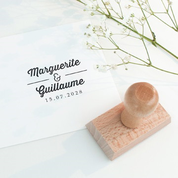 Tampon mariage prénoms calligraphiques