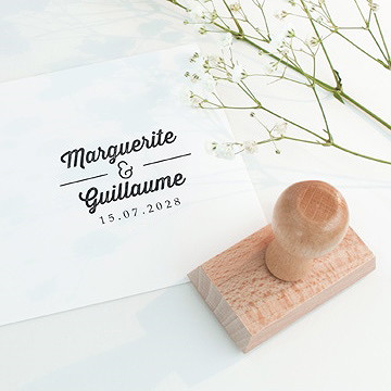 Tampon mariage prénoms calligraphiques