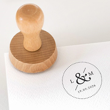 Tampon mariage initales et esperluette - Détail du tampon