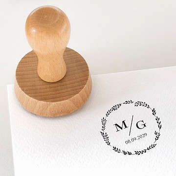 Tampon mariage personnalisé rond - Détail du tampon