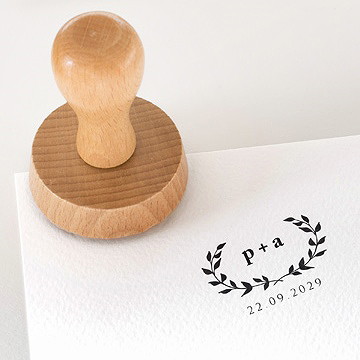 Tampon mariage couronne et initiales - Détail du tampon