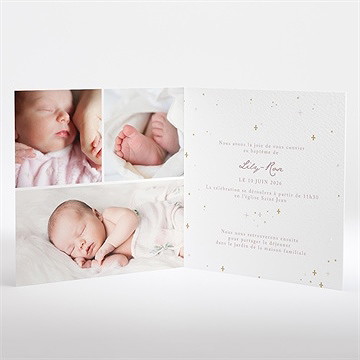 Faire-part de baptême simple design - Intérieur du faire-part