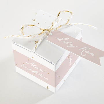 Boîte de dragées baptême simple design - Dessus de la boîte