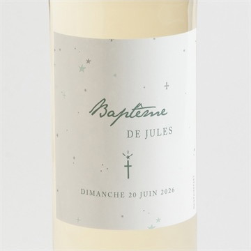 Etiquette de bouteille baptême lumière !