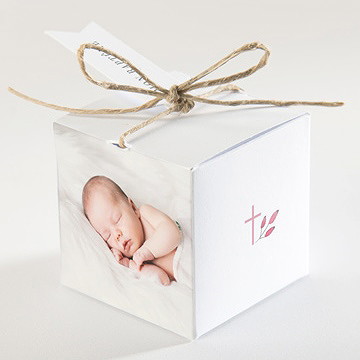 Boîte de dragées baptême cadre de fleurs - Dos de la boîte