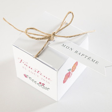 Boîte de dragées baptême cadre de fleurs - Dessus de la boîte