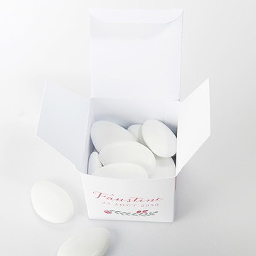 Boîte de dragées baptême cadre de fleurs - Intérieur de la boîte