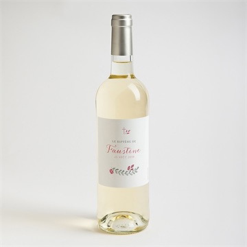 Etiquette de bouteille baptême cadre de fleurs - Mise en situation