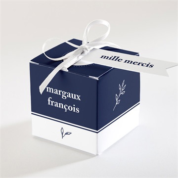 Boîte de dragées mariage bleu romantique