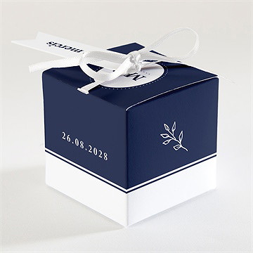 Boîte de dragées mariage bleu romantique - Dos de la boîte