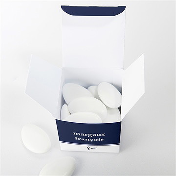 Boîte de dragées mariage bleu romantique - Intérieur de la boîte