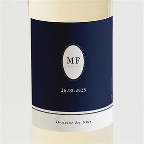 Etiquette de bouteille mariage bleu romantique