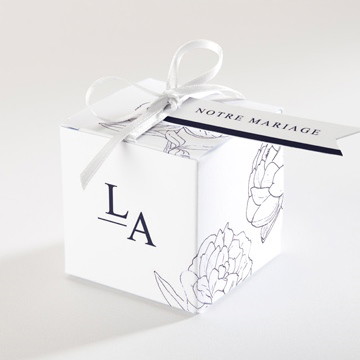Boîte de dragées mariage chic et moderne superposition