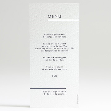 Menu mariage chic et moderne - Dos du menu