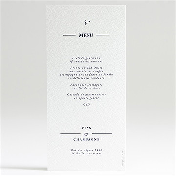 Menu mariage bleu romantique - Dos du menu