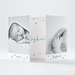 Faire-part naissance double photo petits pois