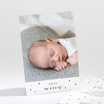 Remerciement naissance double photo petits pois