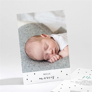 Remerciement naissance double photo petits pois