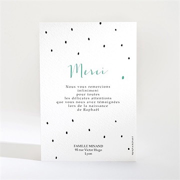 Remerciement naissance double photo petits pois - Dos de la carte