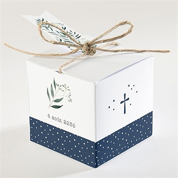 Boîte de dragées baptême motifs et autres pois - Dos de la boîte